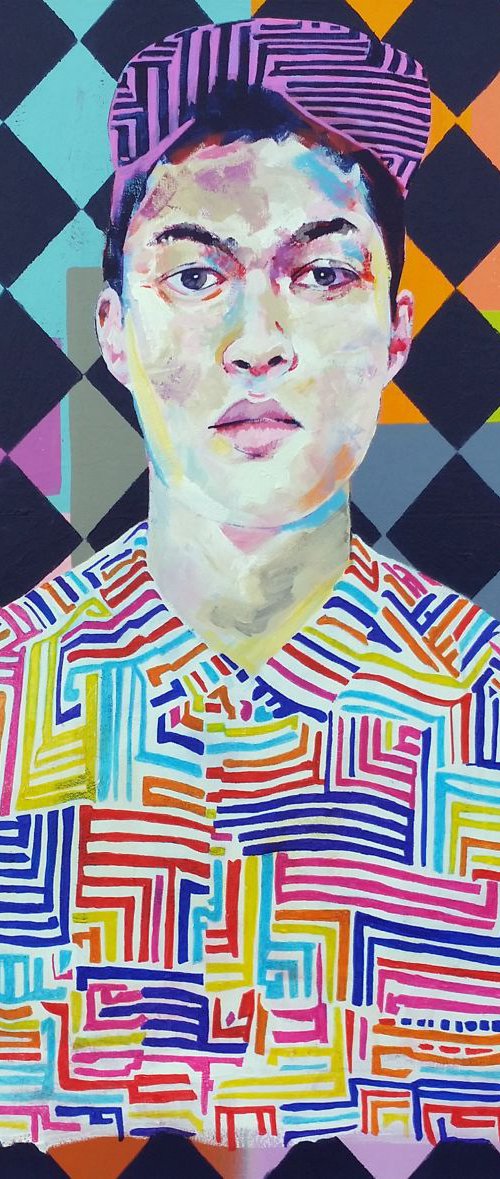David in Button Down Striped Shirt by Jonathan McAfee