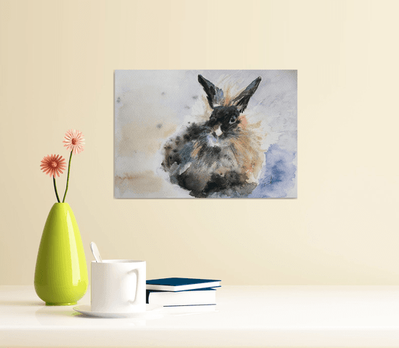 Bunny II - Animal portrait /  ORIGINAL PAINTING