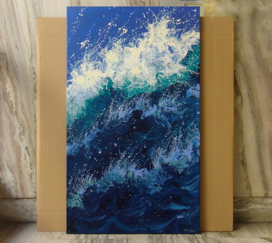 47.2” Seascape “Wave” LARGE Original Painting