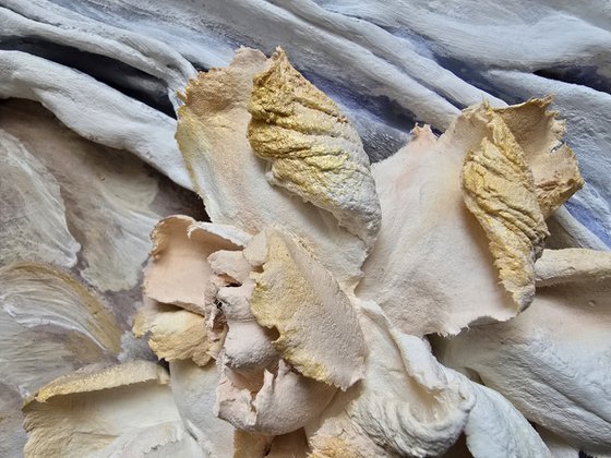 Floral and folds relief panel