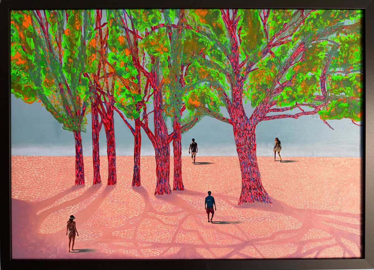 Surrealistic Landscape Painting By Stefano Pallara, 28 X 20", Beyond The Dream Of Thinking 3, Original Artwork