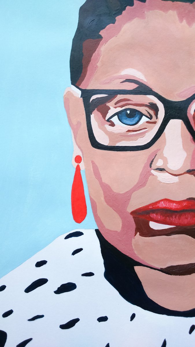 Photorealistic Portrait Acrylic Painting By Christina Bilbili, 11 X 15, Ruth Bader Ginsburg, Original Artwork
