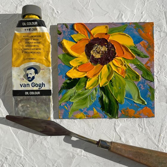 Sunflower oil impasto painting