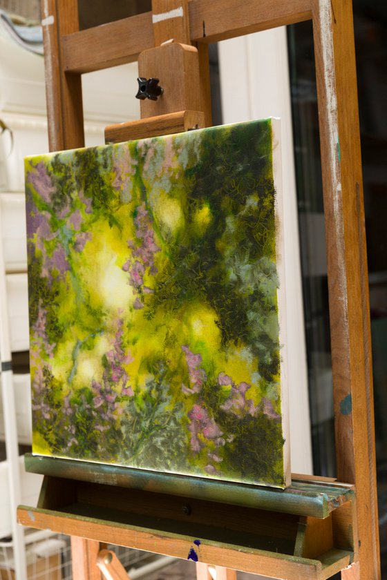 Wisteria - floral abstract - oil painting
