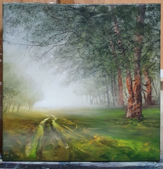 "Green in a foggy  morning"