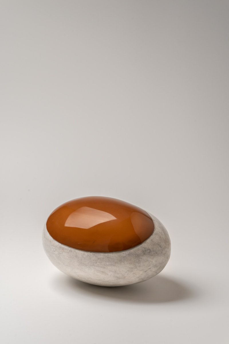 Abstract Stone Sculpture By George Tilelis, 8 X 5, Brown Shingle, Original Artwork