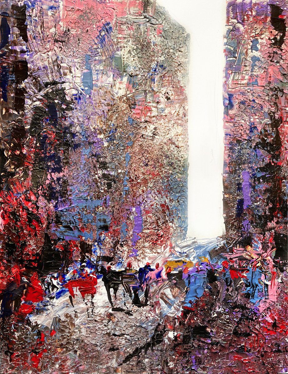 Impressionistic Cityscapes Acrylic Painting By Nicolas Jolly, 20 X 26", New York 118, Original Artwork