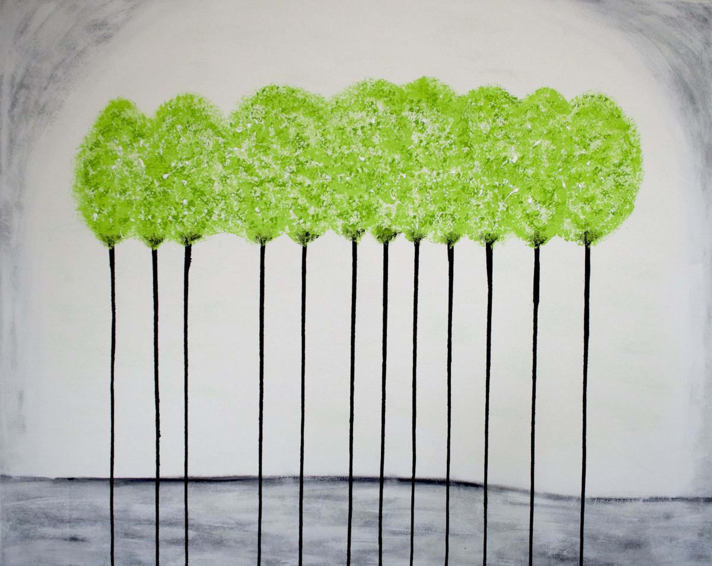 Tree Painting Green Tree Black And White Art Artfinder