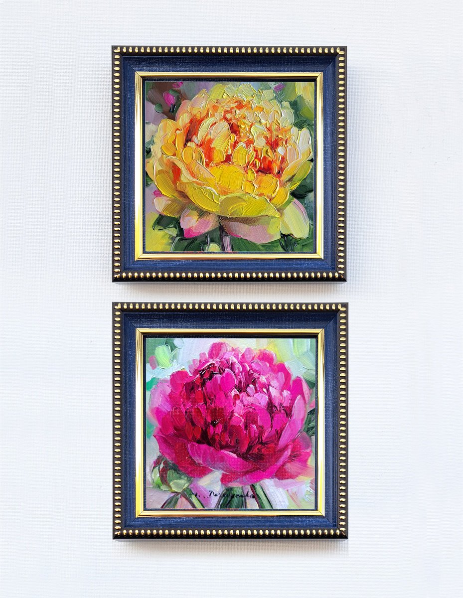 Two Peonies By Nataly Derevyanko, 5 X 5, Artwork For Sale On Artfinder