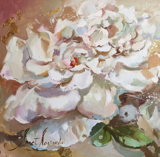 Perl petals - Peonies Original Art