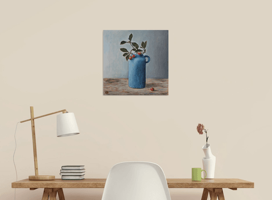 Blue Vase And Berries