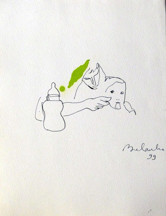 Mother feeding a baby, 24x32 cm