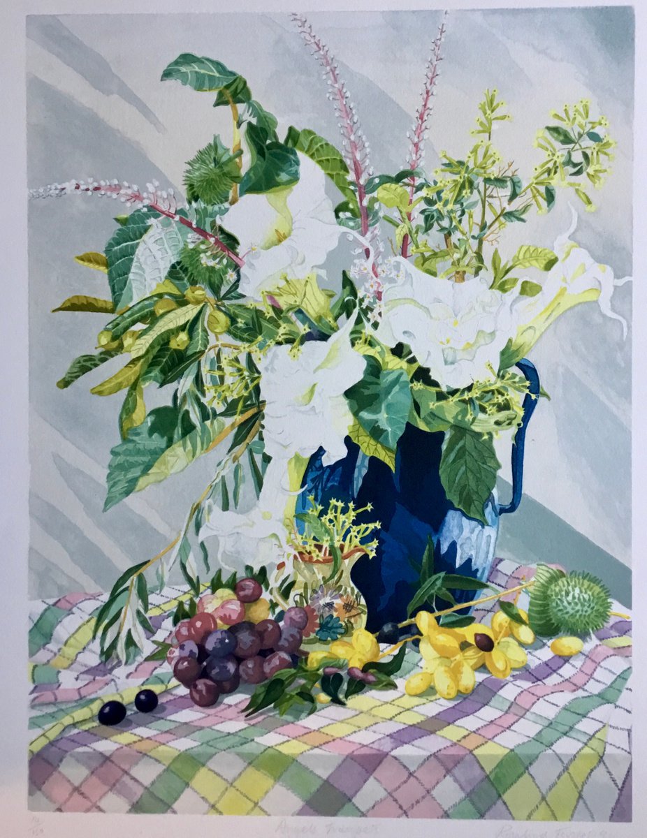 Botanical Limited Edition Print By Rosalind Forster, 17 X 23", Angels Trumpets, Original Artwork