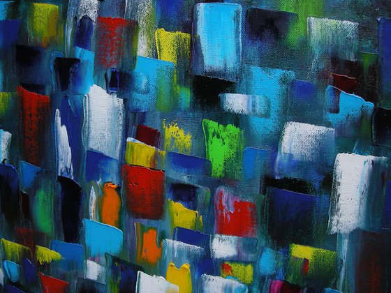 COMPOSITION-1. (Palette knife original emotional abstract oil painting, Deco, Paintings for Sale, Gift)