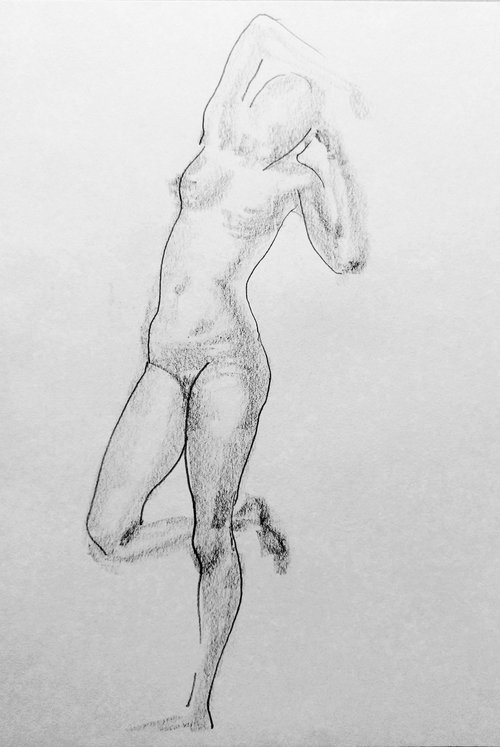 Balance. Original nude drawing. by Yury Klyan