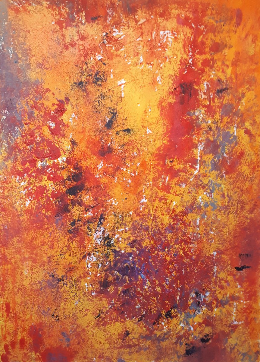 Abstract Oil Painting By Olga Onopko, 19 X 27", Tiger Lilies, Original Artwork