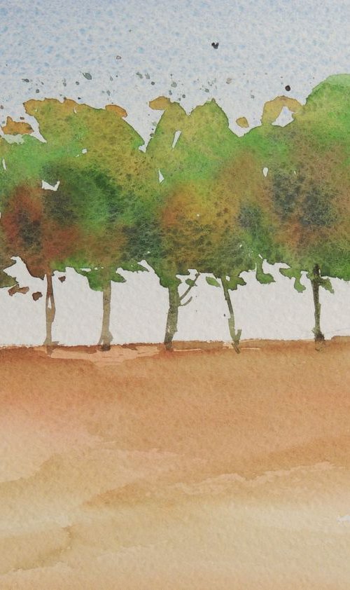 Late summer - row of trees by Krystyna Szczepanowski