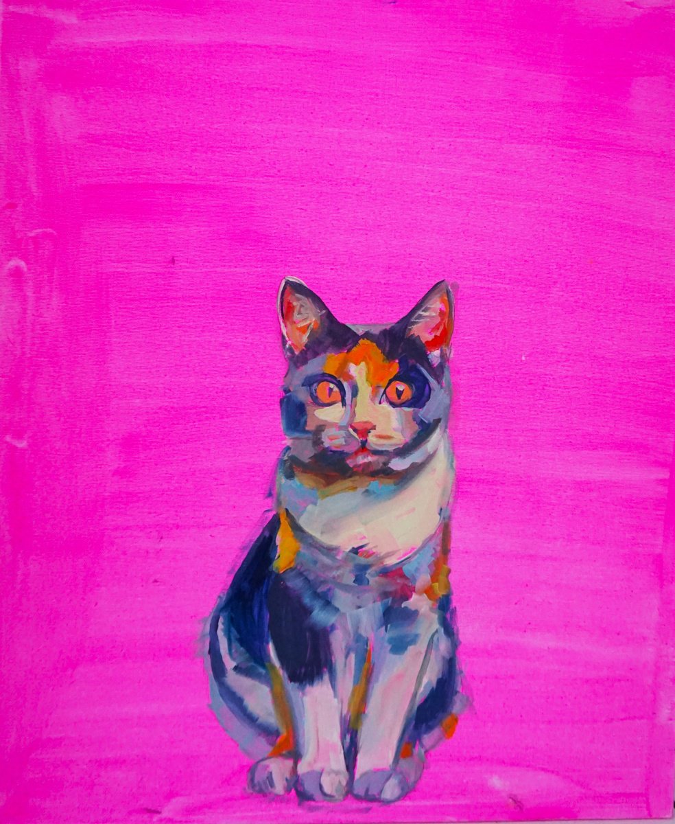 Impressionistic Animal Painting By Amaya Fernandez Fariza, 21 X 26, Greta, Original Artwork