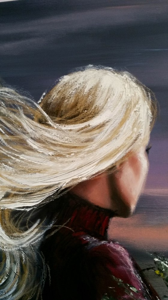 "Nord Wind"Original oil painting on canvas,large format 70x70x2 cm