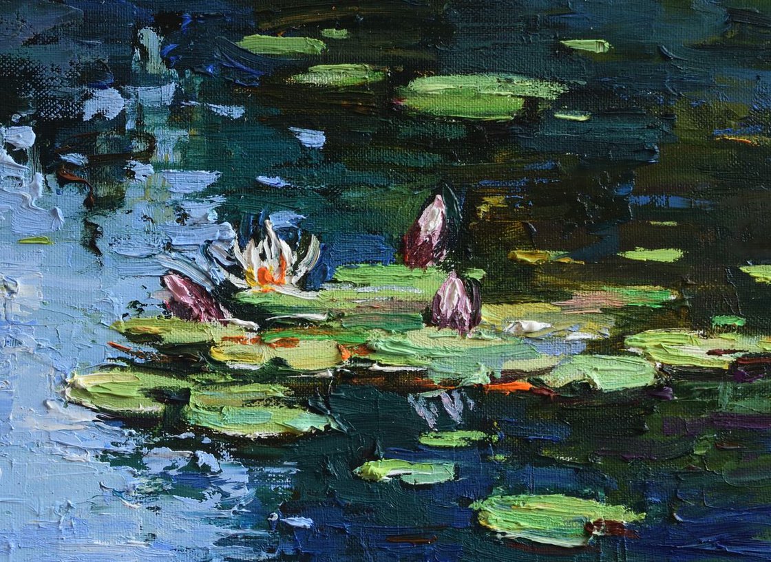 Water lilies Original Oil painting 65 x 80 cm Free Shipping Oil ...