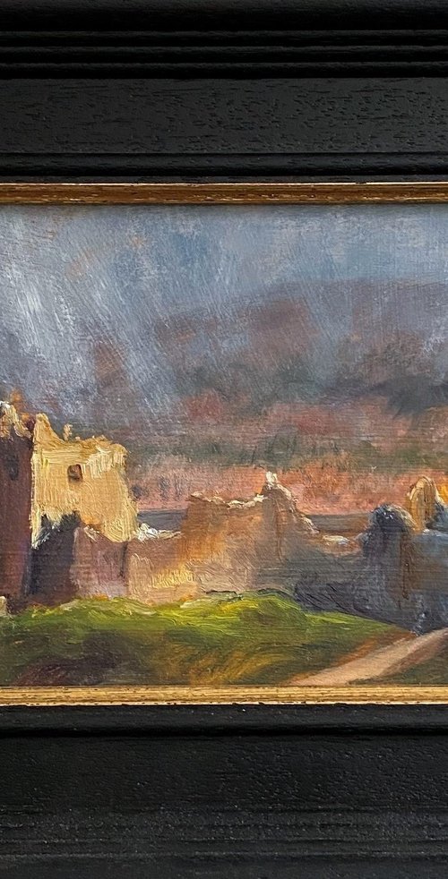The Castle at Loch Ness framed ready to hang. by Jackie Smith