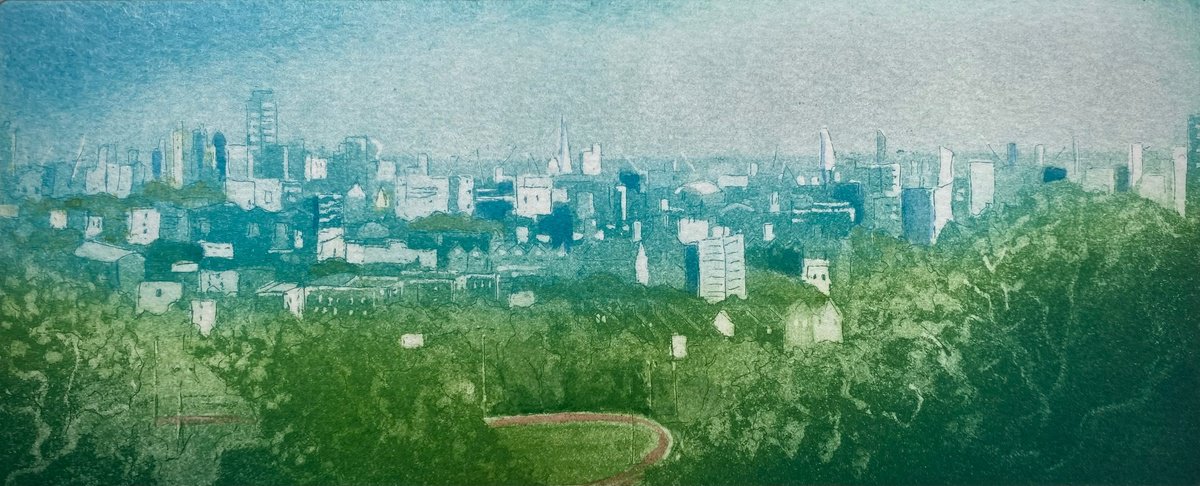 Illustrative Landscape Etchings & Engravings By Rebecca Denton, 11 X 7", London From Parliament Hill, Original Artwork