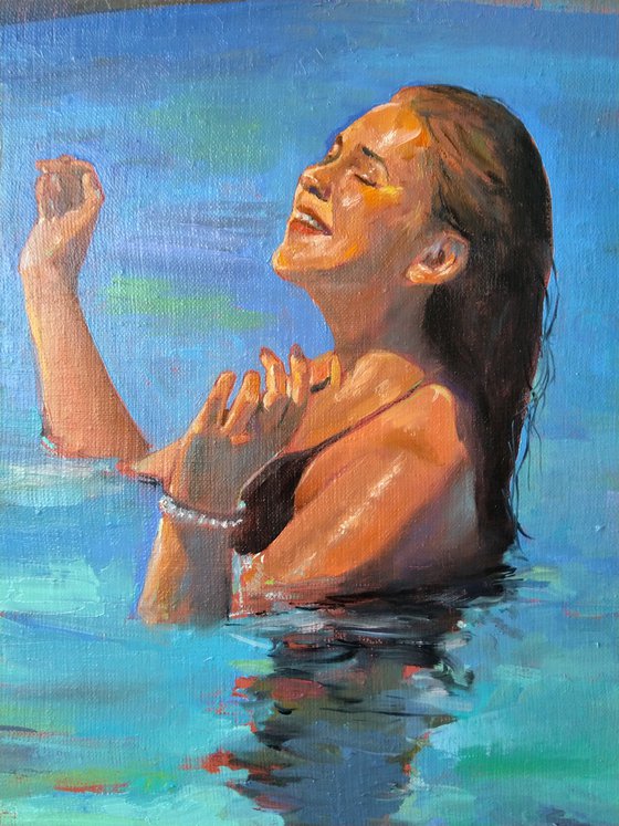 In the pool  40x50cm ,oil/canvas, ready to hang