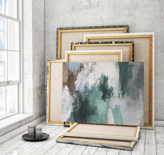 "Greenland" Abstract green blue gray art