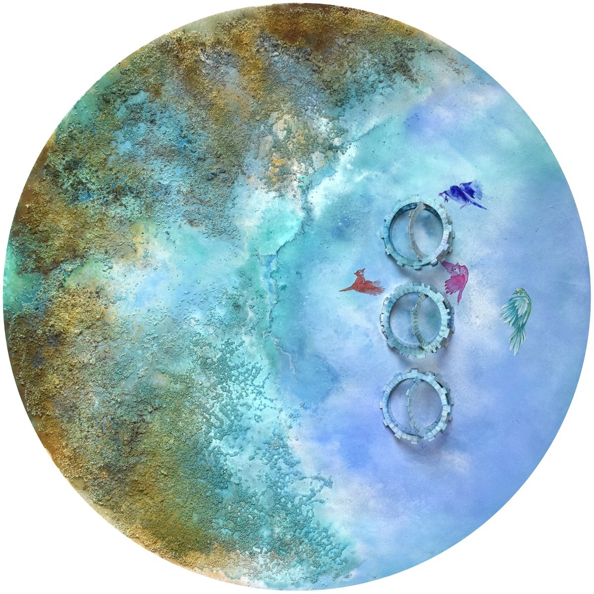 Abstract Landscape Painting By Milena Nicosia, 49 X 49", Il Simposio Dei Senza Nido, Original Artwork