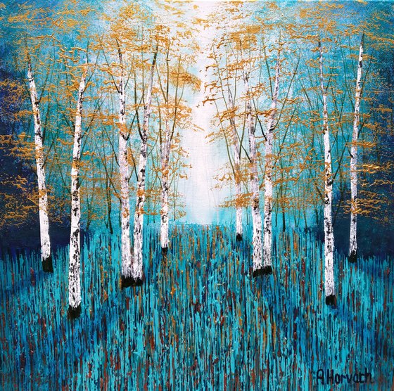 Golden Blue Birch Wood