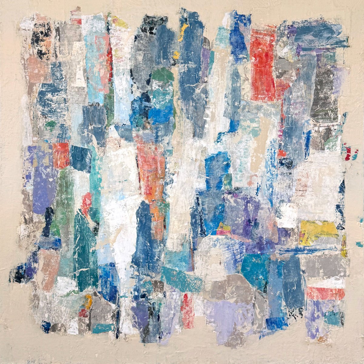 Organic Abstract Painting By Adam Collier Noel, 60 X 60, Time In The Garden, Original Artwork