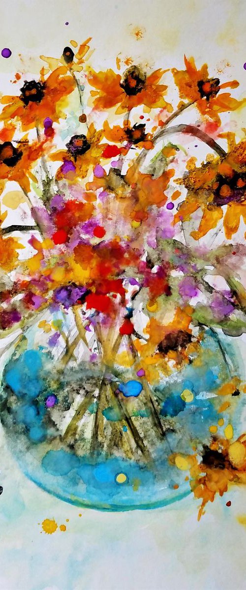 Explosion of happiness # 38/gift idea/Free shipping in USA for any of my artworks by Cristina Mihailescu