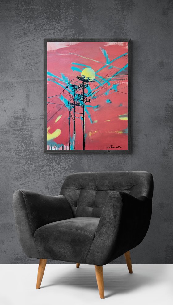 Urban painting - "Yellow sun" - Pop art - Bright - Street art - Sunset