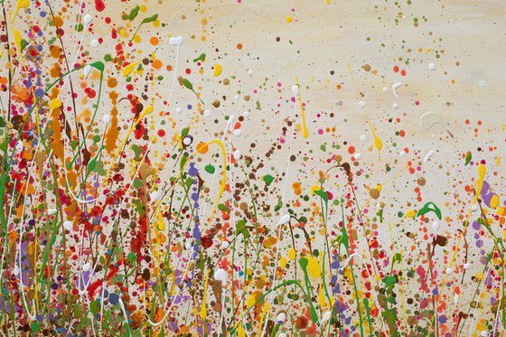 Golden Meadow - Abstract Floral Landscape Painting