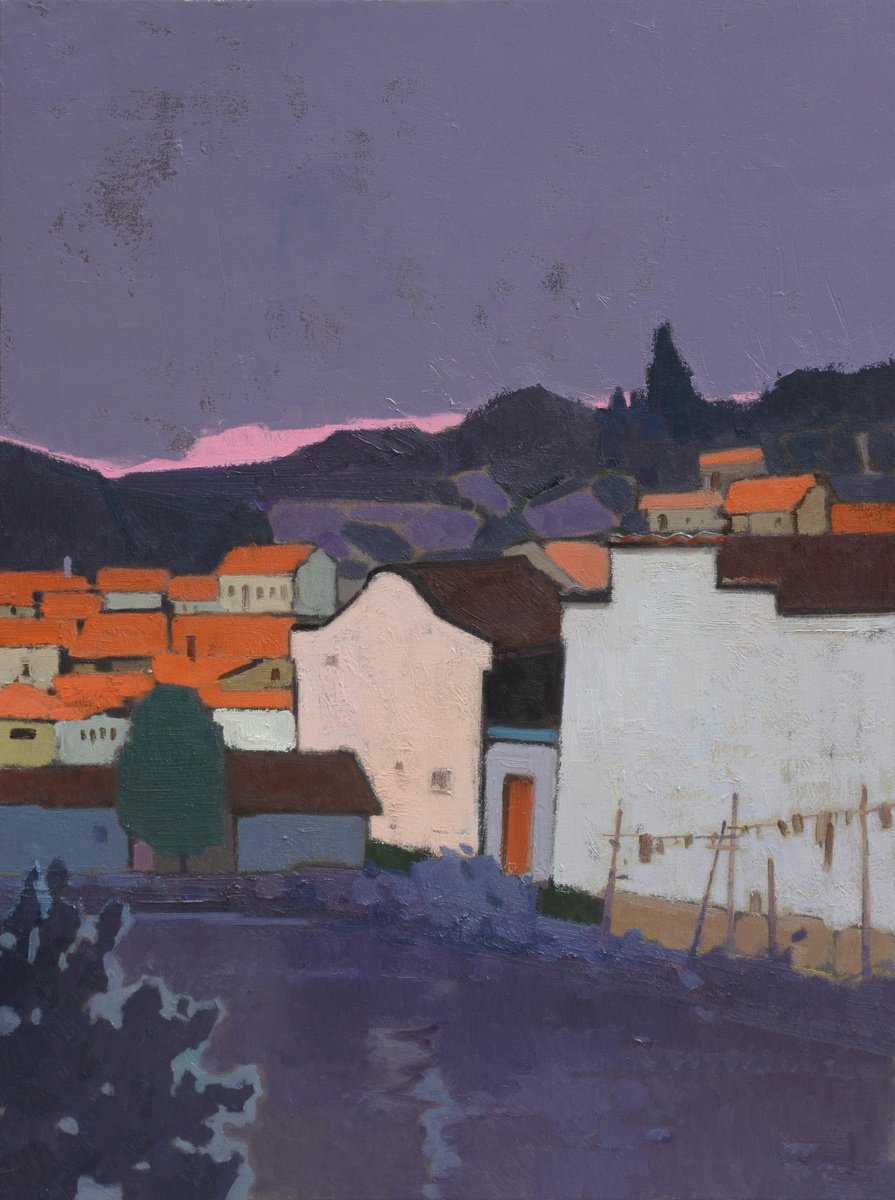 Impressionistic Landscape Oil Painting By Jianzhe Chon, 24 X 31, Landscape Oil Painting:chinese Rural Village 113, Artfinder