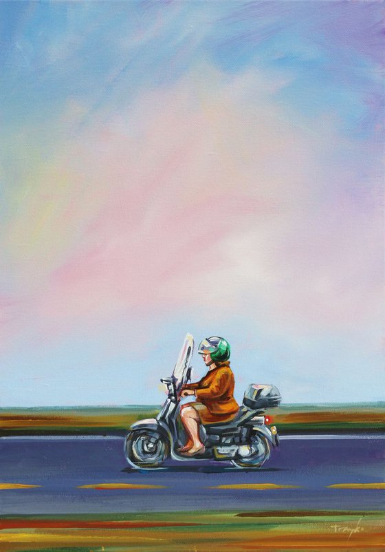 Bike. Autumn. Outdor. Road. Cycling fast. Motorbike. Motorcycle. Speed.