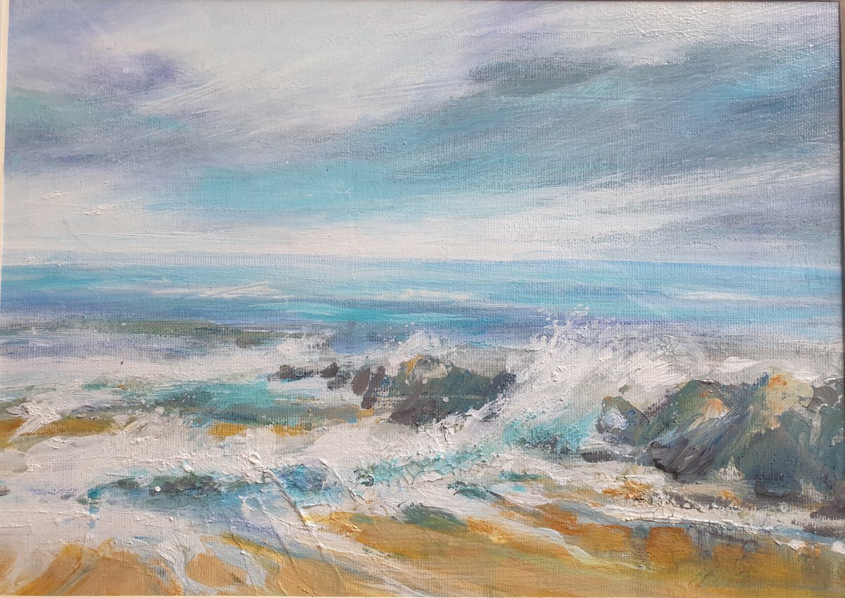 Norfolk coast, sea and rocks Waxham by Jean  Luce