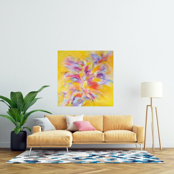 Serenity, Modern Colorful Abstract Painting 100x100cm by Anna Selina
