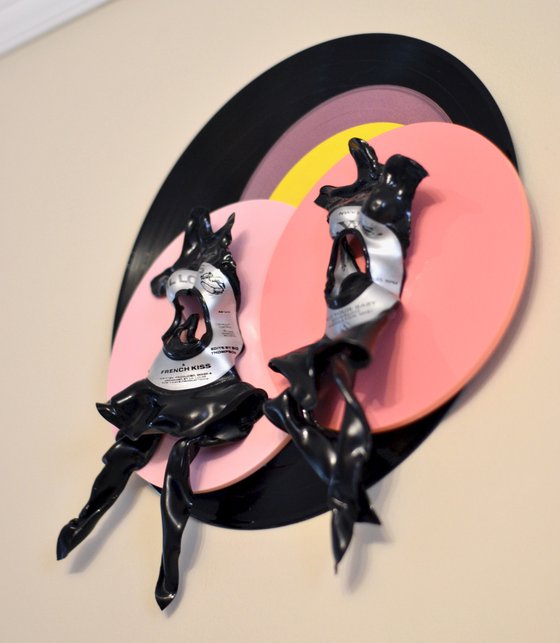 Vinyl Music Record Sculpture - "Pink Kisses"