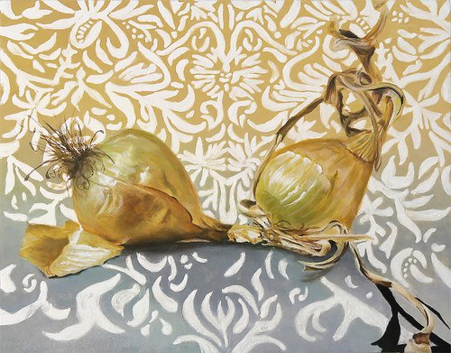 Onions and Lace in Ochre by Marny Lawton