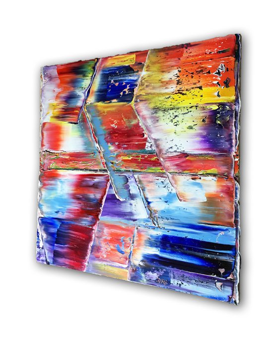 "Seeing All The Angles" - FREE USA SHIPPING - Original PMS Abstract Triptych Oil Paintings On Canvas - 64" x 24"