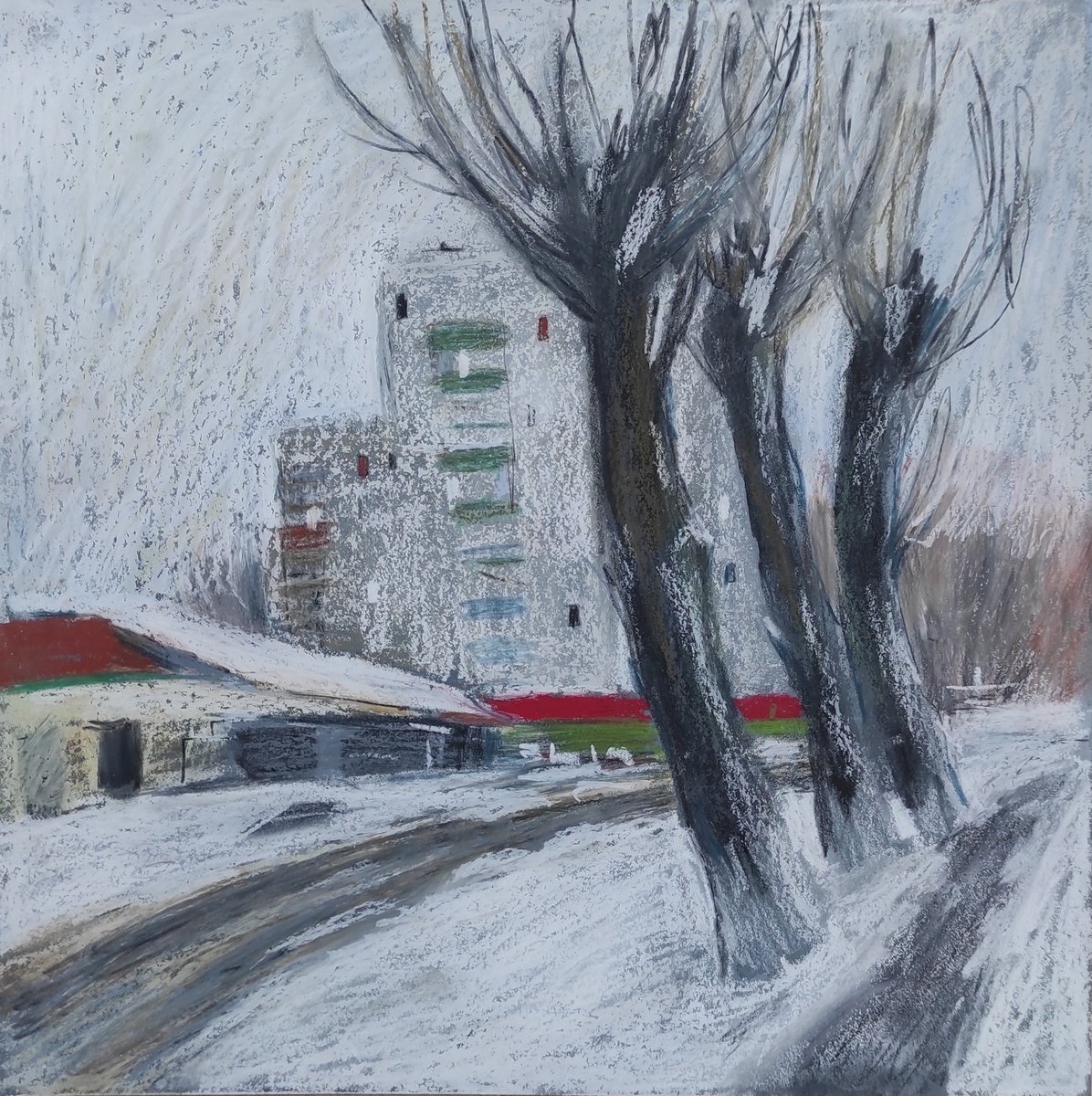 Way to the store. Snow landscape by Natasha Voronchikhina