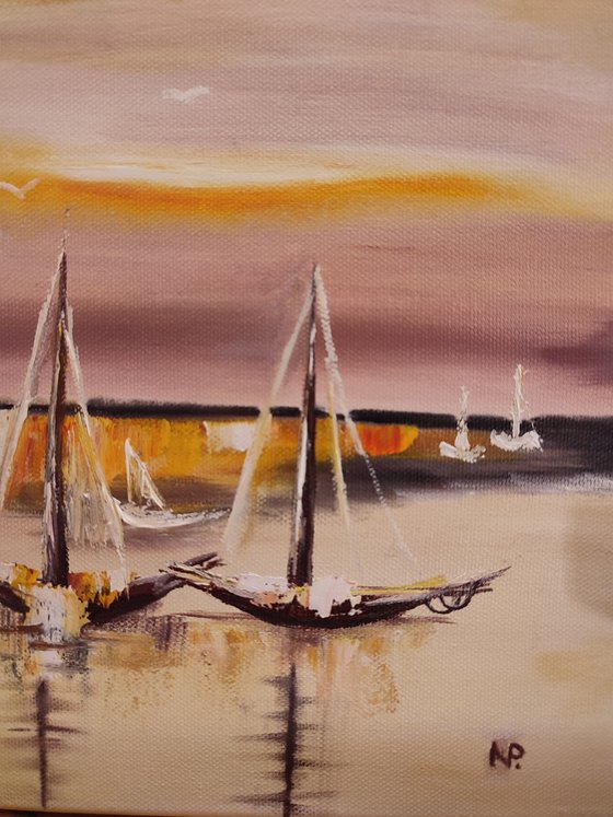 Boats at the sunset