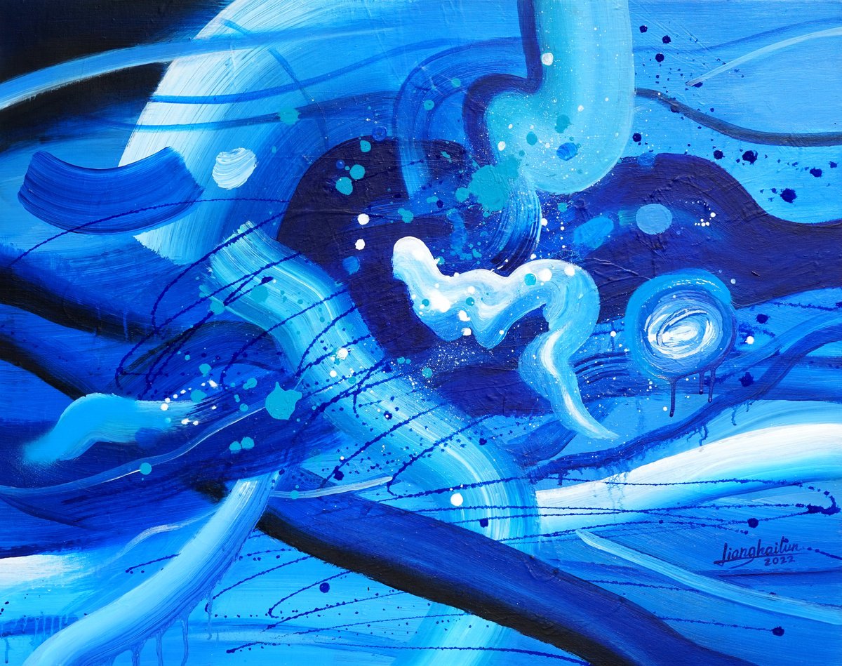 Abstract Acrylic Painting By Liang Hailun, 36 X 29", L