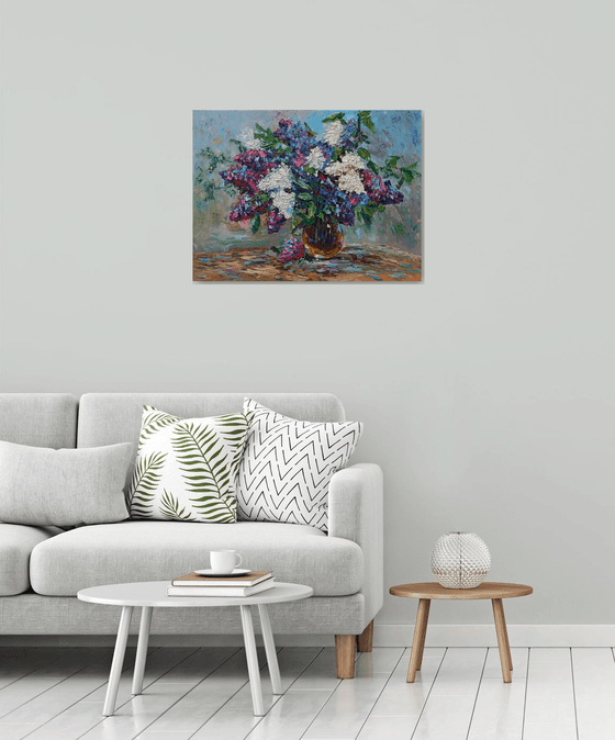 Lilacs(80x60cm, oil painting, palette knife)