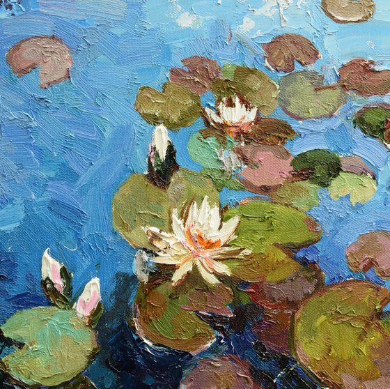 Water lilies Original Oil painting 60 x 80 cm