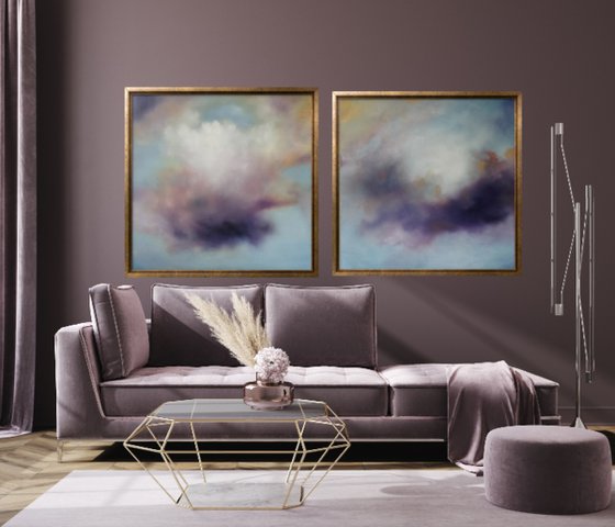 Clouds of Peace; Diptych (two) paintings