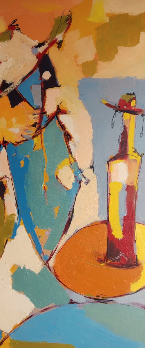 Abstract - Waiting(70x50cm, oil painting, ready to hang) by Artyom Basenci