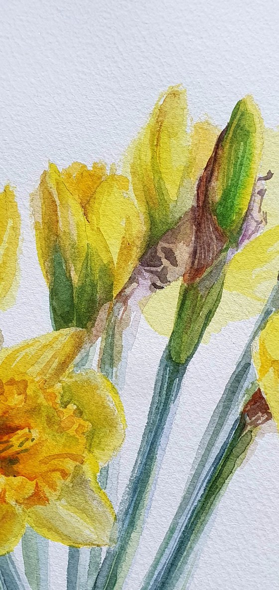 Golden Daffodils in a Chinoiserie Parrot Vase