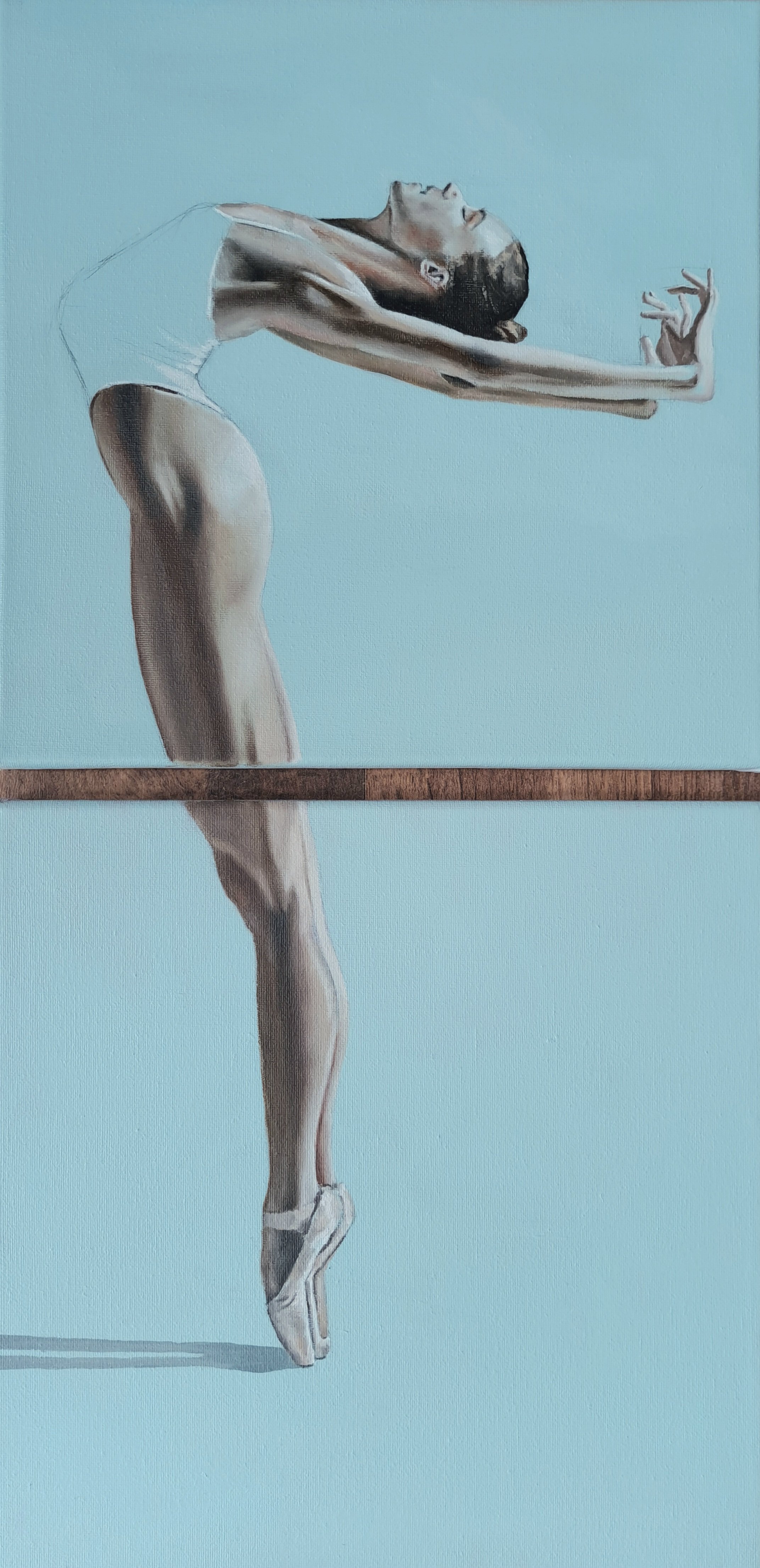Photorealistic Portrait Painting By Lee Jenkinson, 12 X 24", August Ballet 1, Original Artwork